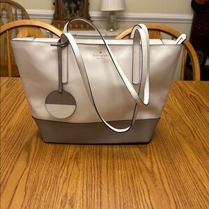 Kate Spade Briel Large Tote- Gray and White